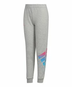 Outlet 👍 Adidas Gray & Blue Ombré Side Logo Joggers - 👧 Girls For Kids ❤️