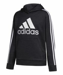 Best deal ๐งจ Adidas Black & White Stripes Logo Pullover Hoodie - Boys For Kids ๐