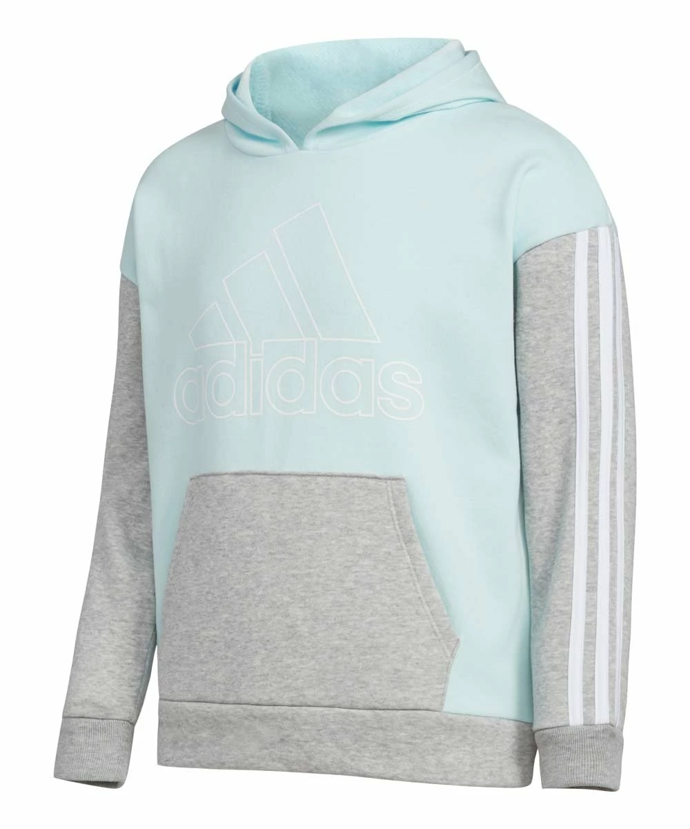 Buy ๐ Adidas Alms Blue & Gray Color Block Logo Pullover Hoodie - ๐ง Girls For Kids โจ