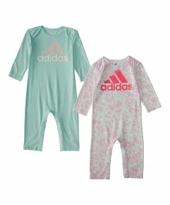 Wholesale ✨ Adidas Pink & Light Teal Logo Bodysuit Set - Infant For Baby & Maternity 🥰