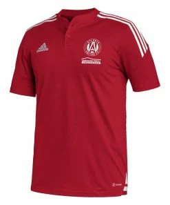 Budget 😀 Adidas Atlanta United FC AeroReady Short-Sleeve Henley - Men ⌛