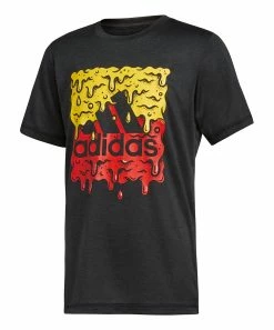 Budget 😉 Adidas Heather Black & Red Slime Logo Tee - Boys For Kids 😍