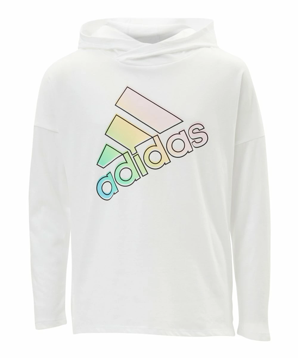 Coupon ๐ Adidas White 'Adidas' Logo Hooded Tee - ๐ง Girls For Kids ๐งจ