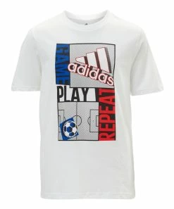 Brand new 🤩 Adidas White & Red 'Adidas, Play, Repeat' Tee - Boys For Kids 🎉