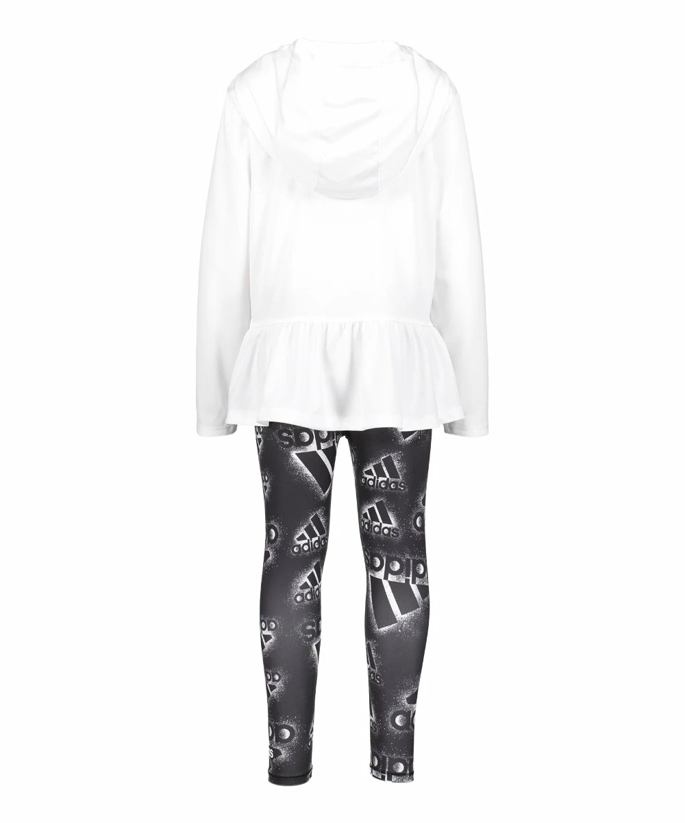 Best deal 🔔 Adidas White 'Adidas' Hooded Tee & Black Leggings - Toddler For Kids 💯 2 Best deal 🔔 Adidas White 'Adidas' Hooded Tee & Black Leggings - Toddler For Kids 💯 - Image 2