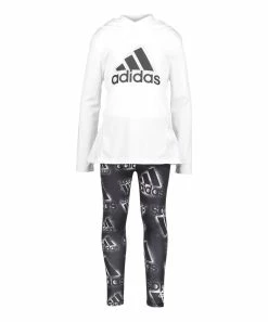 Best deal 🔔 Adidas White 'Adidas' Hooded Tee & Black Leggings - Toddler For Kids 💯