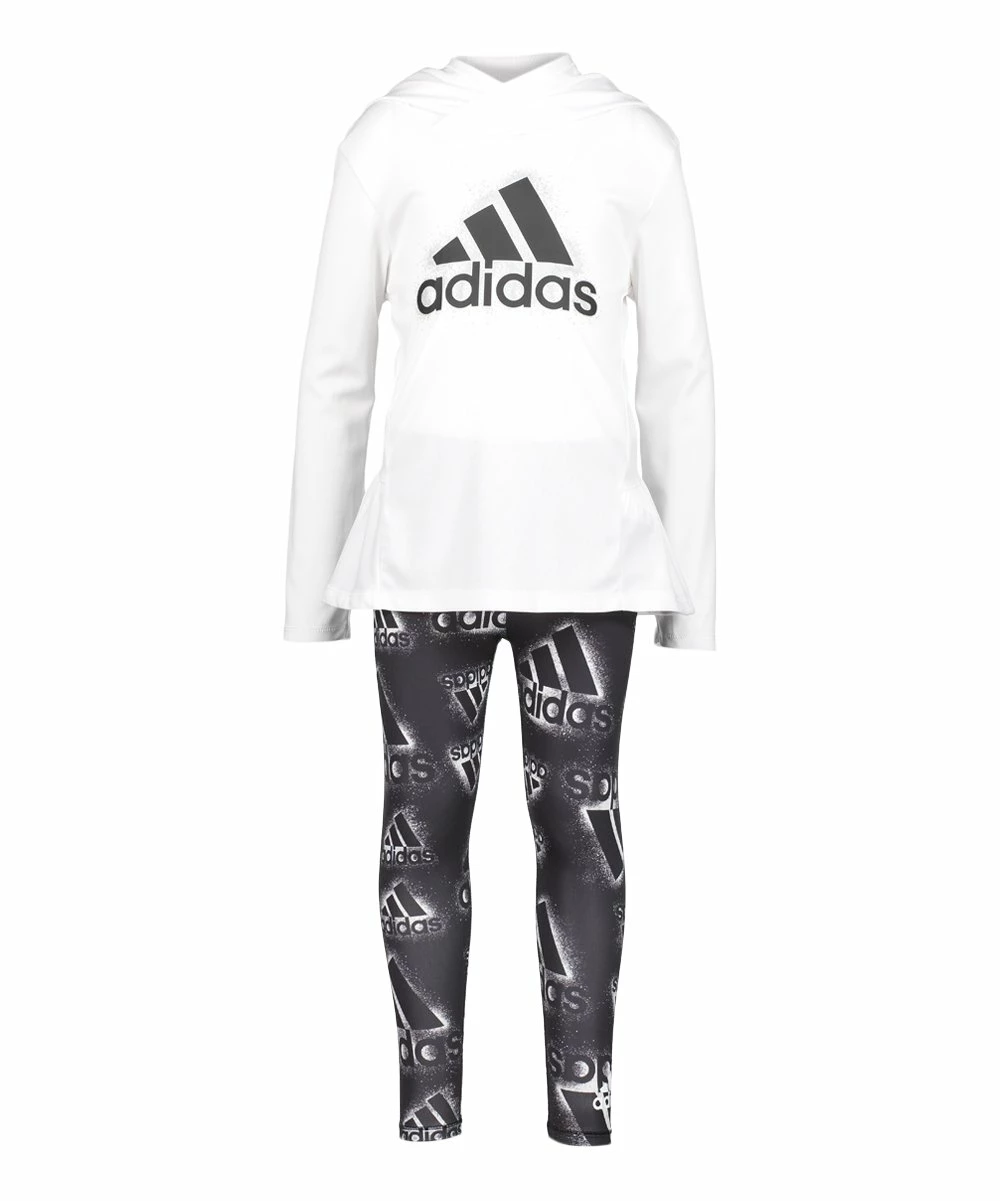 Best deal 🔔 Adidas White 'Adidas' Hooded Tee & Black Leggings - Toddler For Kids 💯 1 Best deal 🔔 Adidas White 'Adidas' Hooded Tee & Black Leggings - Toddler For Kids 💯