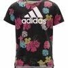 Buy ⌛ Adidas Black & Pink Floral 'Adidas' Logo Tee - 👧 Girls For Kids 🤩