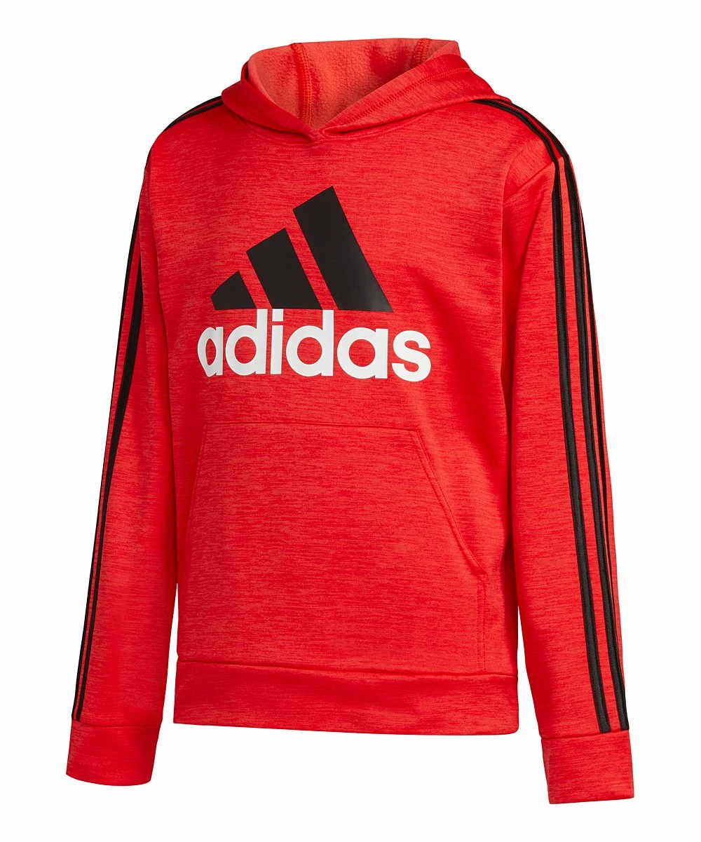 Wholesale 🌟 Adidas Heather Vivid Read & Black Stripe Logo Hoodie - Boys For Kids 🎉 1 Wholesale 🌟 Adidas Heather Vivid Read & Black Stripe Logo Hoodie - Boys For Kids 🎉