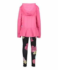 Alternative view of Best Pirce 😀 Adidas Dark Pink 'Adidas' Floral Hooded Tee & Black Floral Leggings - 👧 Girls For Kids 🤩