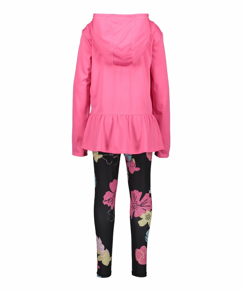 Best Pirce ๐ Adidas Dark Pink 'Adidas' Floral Hooded Tee & Black Floral Leggings - ๐ง Girls For Kids ๐คฉ 2 Best Pirce ๐ Adidas Dark Pink 'Adidas' Floral Hooded Tee & Black Floral Leggings - ๐ง Girls For Kids ๐คฉ - Image 2
