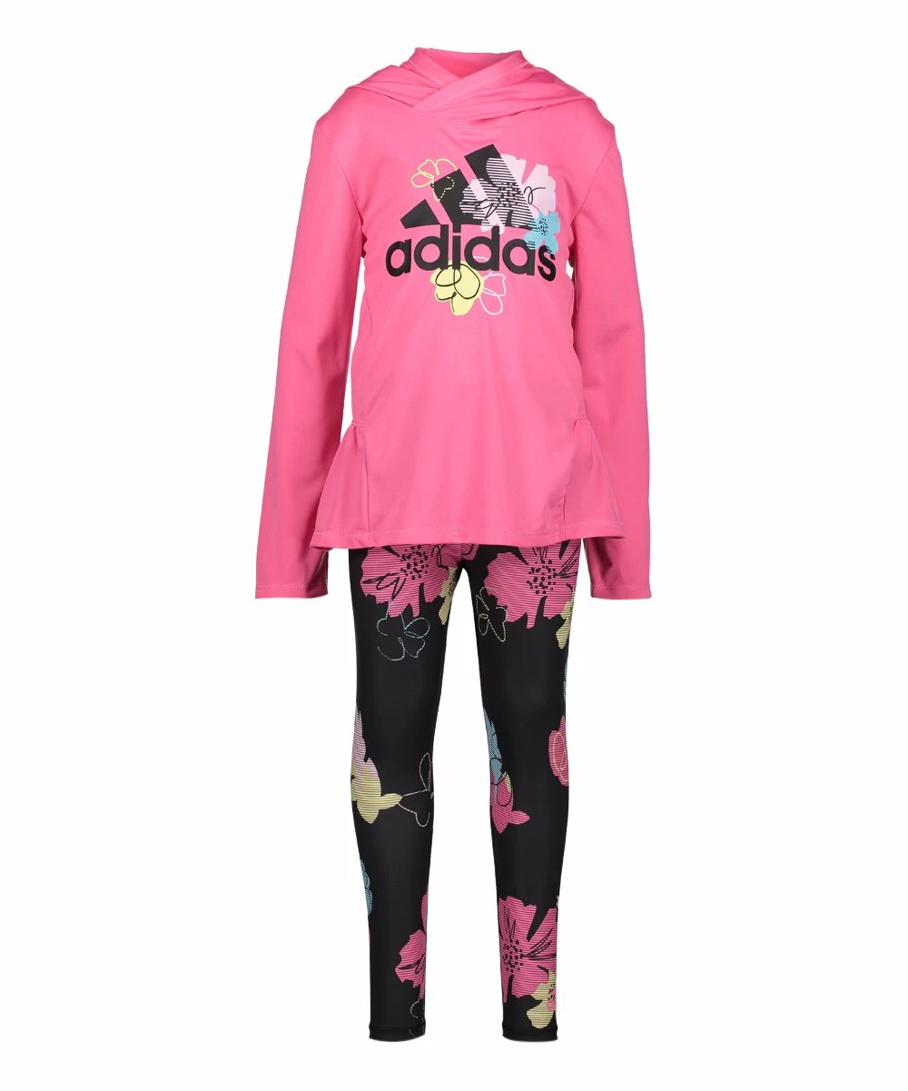 Best Pirce ๐ Adidas Dark Pink 'Adidas' Floral Hooded Tee & Black Floral Leggings - ๐ง Girls For Kids ๐คฉ 1 Best Pirce ๐ Adidas Dark Pink 'Adidas' Floral Hooded Tee & Black Floral Leggings - ๐ง Girls For Kids ๐คฉ