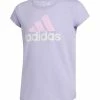 New 😍 Adidas Violet & Pink Logo Tee - 👧 Girls For Kids 👍