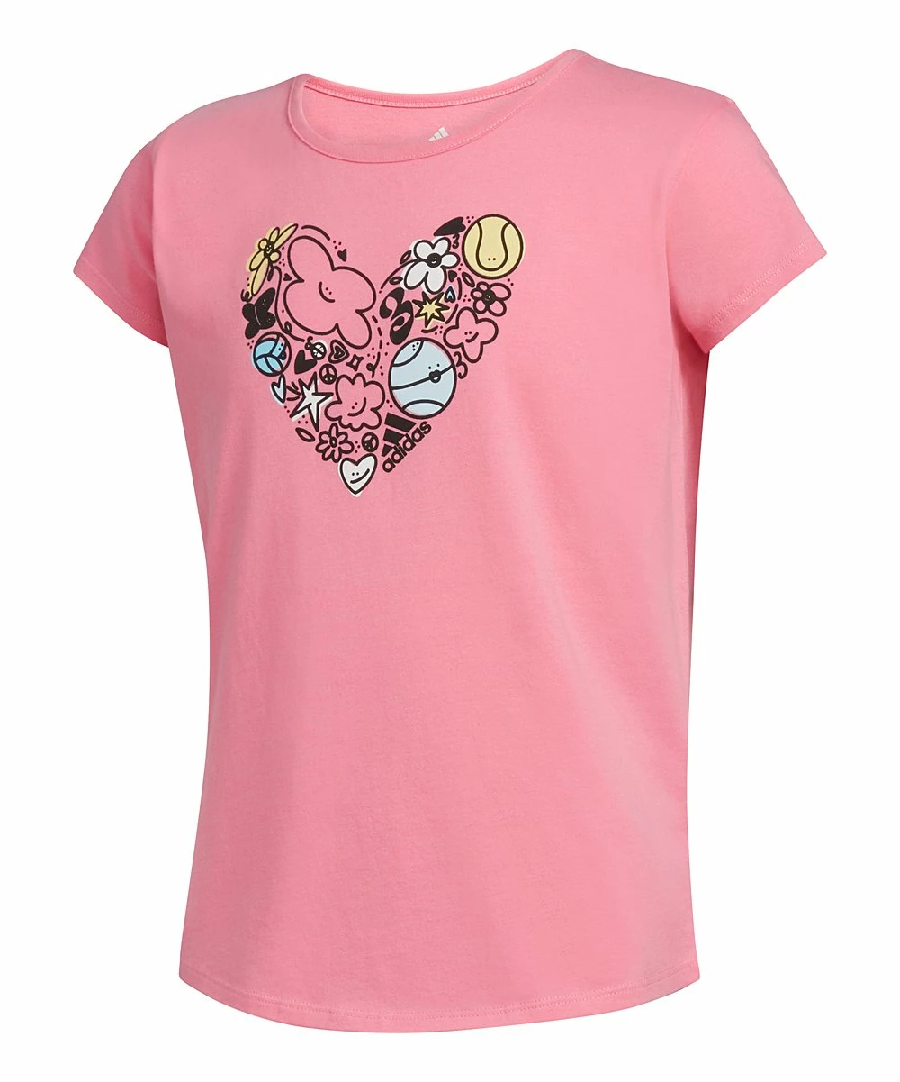 Wholesale 🤩 Adidas Bliss Pink Doodle Heart Tee - 👧 Girls For Kids ✨ 1 Wholesale 🤩 Adidas Bliss Pink Doodle Heart Tee - 👧 Girls For Kids ✨