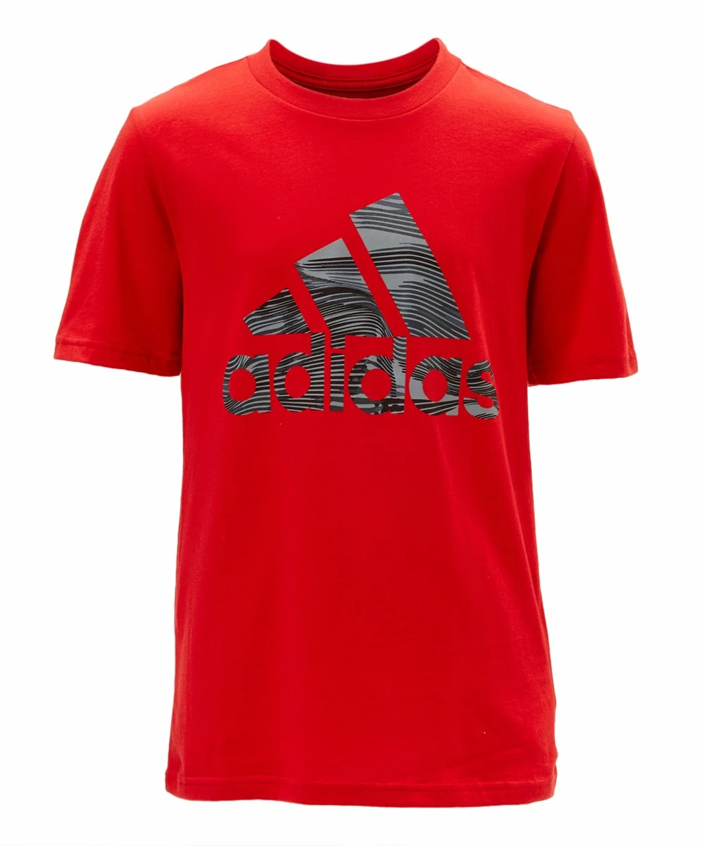 Budget β Adidas Dark Red & Gray Camo-Logo 'Adidas' Tee - Boys For Kids β€οΈ