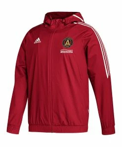 Best Pirce ✨ Adidas Atlanta United FC AllWeather Raglan Zip-Up Hooded Jacket - Men 🎁