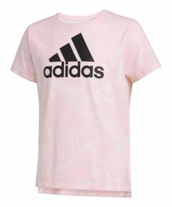 Best reviews of ๐ Adidas Medium Pink Logo Boxy Crewneck Tee - ๐ง Girls For Kids ๐