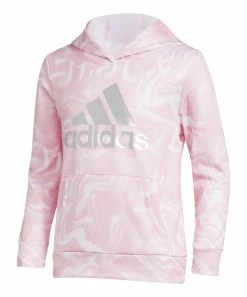 Brand new 👏 Adidas Medium Pink & White Swirl Logo Hoodie - 👧 Girls For Kids 👏