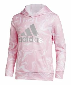 Coupon โค๏ธ Adidas Medium Pink Logo Fleece Hoodie - ๐ง Girls For Kids ๐