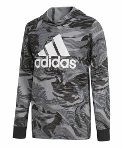 Best Sale ⭐ Adidas Black & Gray Warp Camo Logo Hoodie - Boys For Kids 🛒