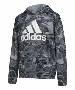 Top 10 ๐ Adidas Black & Charcoal Swirl Logo Hoodie - Boys For Kids โ๏ธ