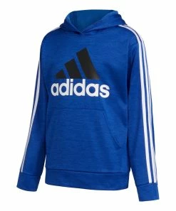 Flash Sale ๐ Adidas Bright Blue & White Logo Side-Stripe Hoodie - Boys For Kids โจ