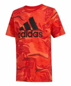 Cheapest 👍 Adidas Red & Orange Camo Logo Crewneck Tee - Boys For Kids 👍