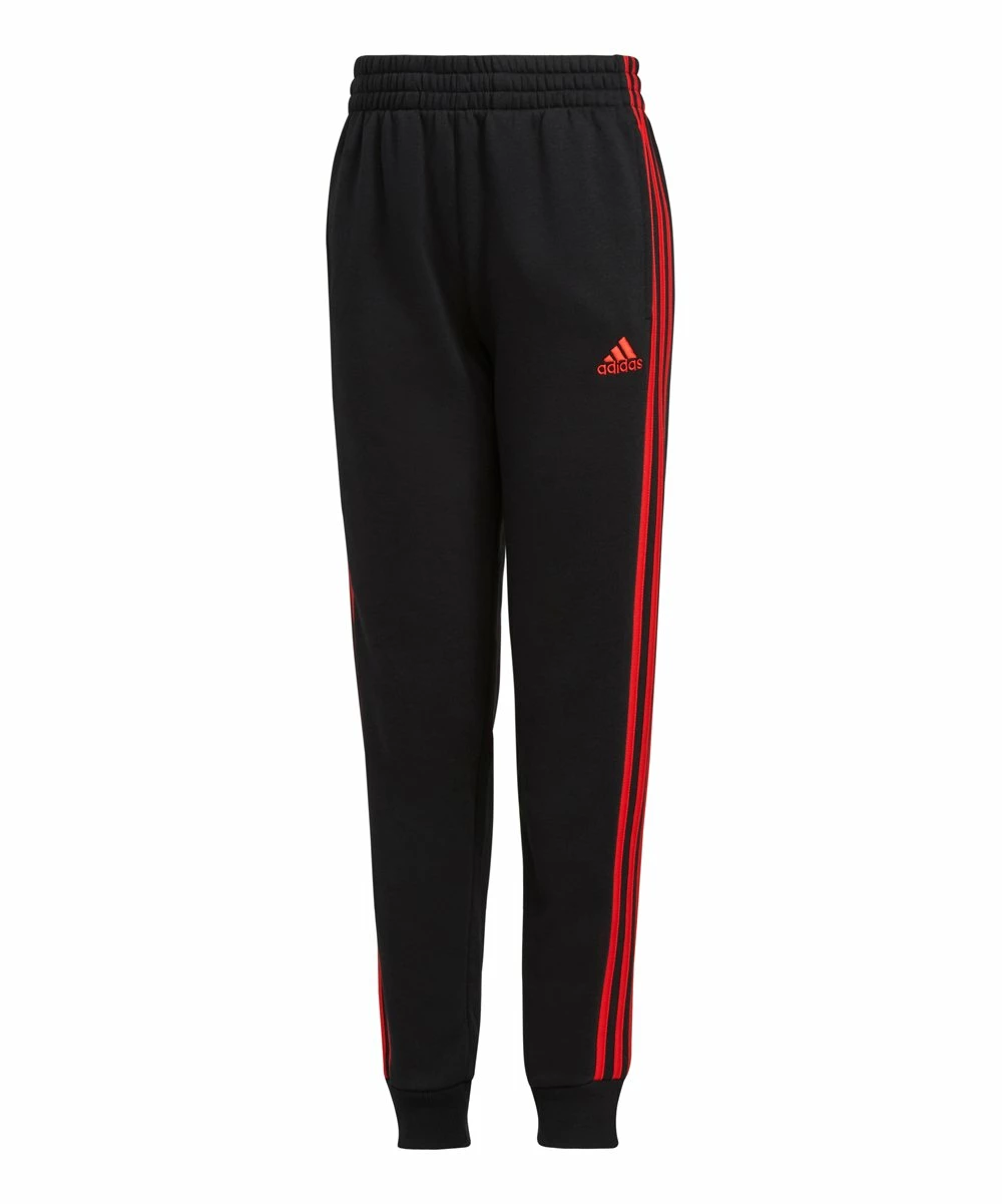 Buy ๐งจ Adidas Black & Red Signature Stripe Fleece Joggers - Boys For Kids ๐