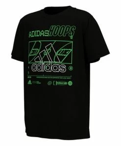 Deals 🛒 Adidas Black & Green 'Adidas Hoops' Crewneck Tee - Boys For Kids ✔️