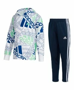 Top 10 ⭐ Adidas White Logo Hoodie & Navy Stripe Joggers - Toddler For Kids ❤️