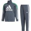 New 🔥 Adidas Gray Logo Track Jacket & White Stripe Track Pants - Toddler For Kids 😉