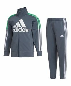 New ๐ฅ Adidas Gray Logo Track Jacket & White Stripe Track Pants - Toddler For Kids ๐