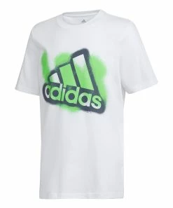 New ๐ Adidas White & Green Logo Crewneck Tee - Boys For Kids โ