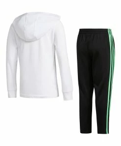 Flash Sale ⭐ Adidas White Logo Hooded Long-Sleeve Top & Black Joggers - Boys For Kids 😍 -Adidas Shop zu109079540 alt 1 tm1664286920