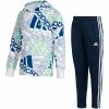 Deals ❤️ Adidas Bright White Logo Hoodie & Navy Stripe Joggers - Boys For Kids 💯