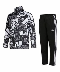 Wholesale ๐ฏ Adidas Bright White Logo Track Jacket & Black Stripe Track Pants - Boys For Kids ๐