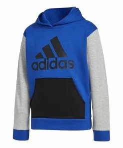 Wholesale 🔔 Adidas Blue & Gray Logo Hoodie - Boys For Kids 🧨