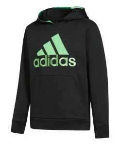 Best Pirce 👏 Adidas Black & Green Logo Hoodie - Boys For Kids 👍