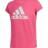 Buy 👍 Adidas Dark Pink & White Logo Tee - 👧 Girls For Kids 🔥